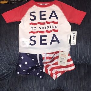 Boys bathing suit and rashguard